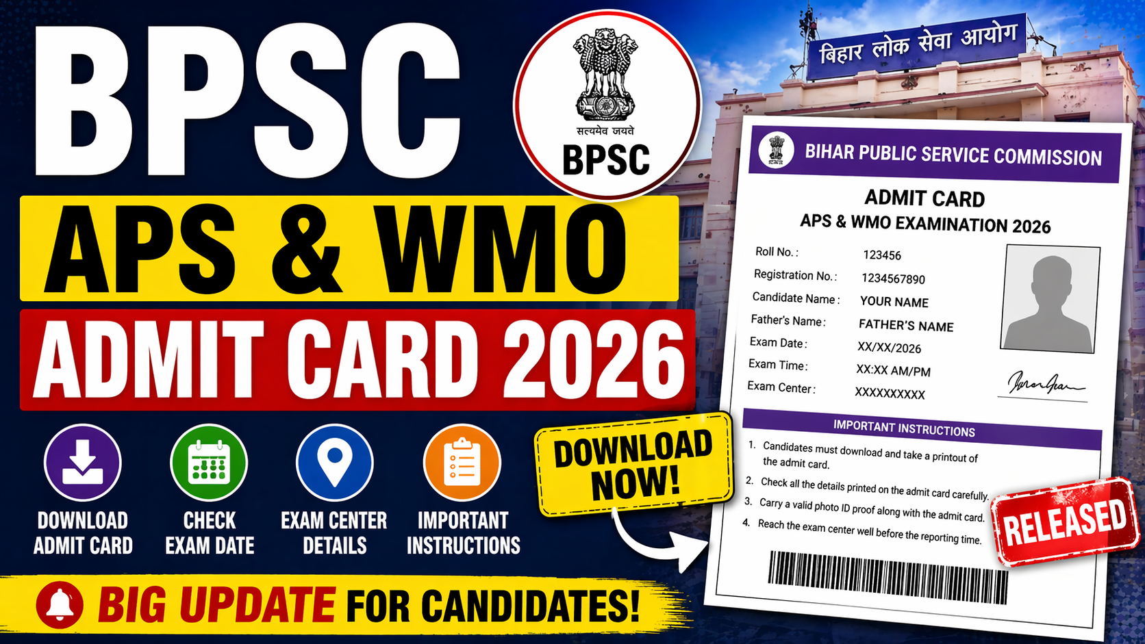 BPSC APS WMO Admit Card 2026 download link exam date hall ticket Bihar PSC