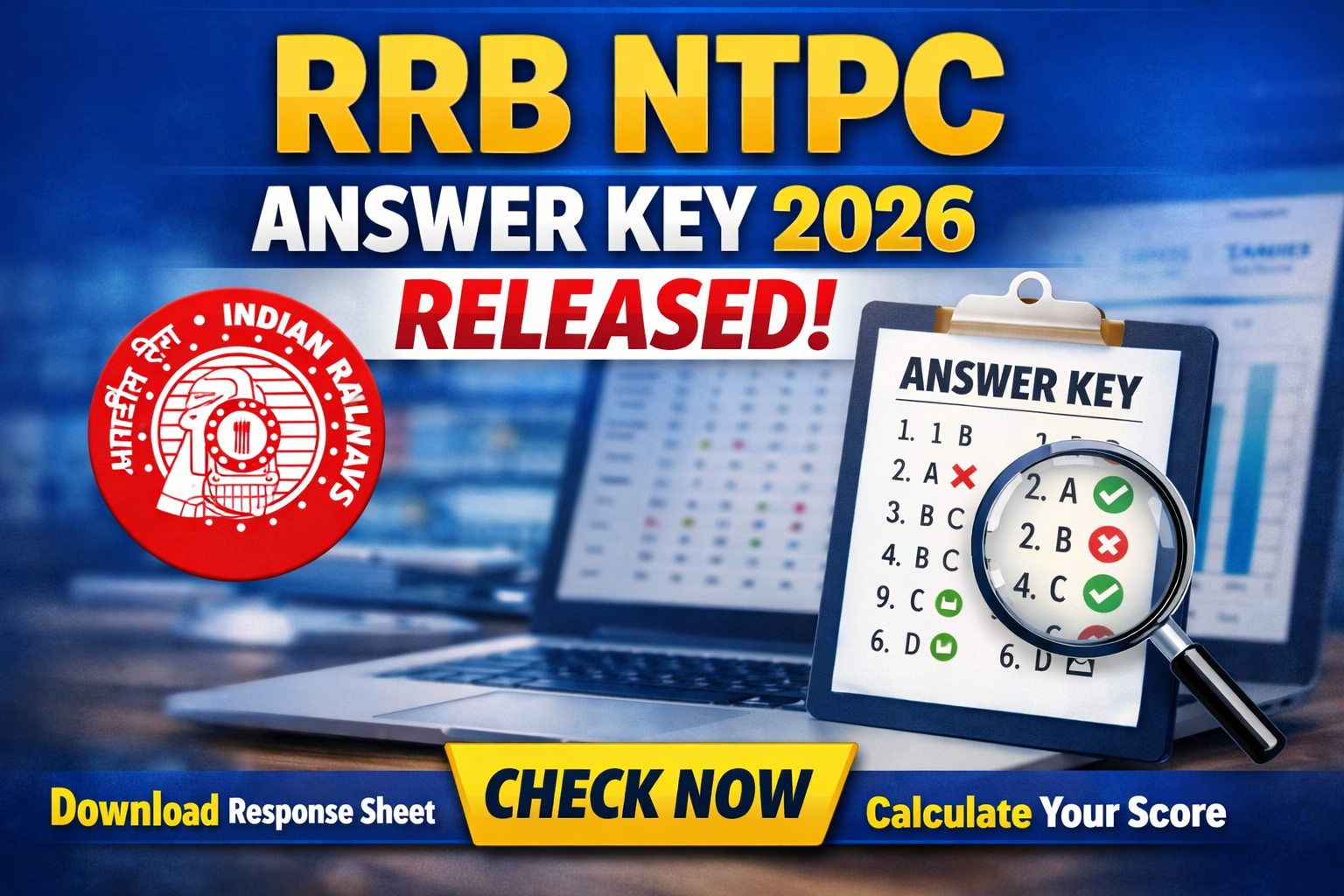 RRB NTPC Answer Key 2026 released official response sheet and score check